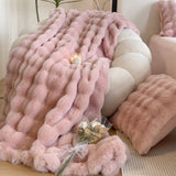 room inspo Tuscan Fur Big Rabbit Plush Blanket Multifunctional Sofa Blanket Office Thickened Lunch Break Blanket