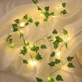 room inspo Artificial Green Leaf Rattan LED Light Copper Wire Ivy Festival Outdoor Courtyard Color LED Tree Rattan Light