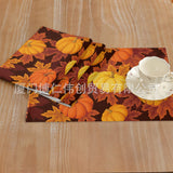 fall backgrounds iphone Thanksgiving Placemat Pumpkin Maple Leaf Decorative Tea Tablecloth Heat Insulation Non-Slip Western Placemat Cotton Linen Table Towel