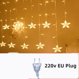 Popxstar Christmas Decoration LED Star Lamp Festoon Curtain Garland Fairy String Lights Outdoor For Holiday Party 2025 New Year Decor