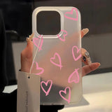 Popxstar Love Heart Phone Case For iPhone 13 Case for iPhone 11 15 16 12 14 Pro Max Mini Shockproof Translucent Clear Cover Soft Funda