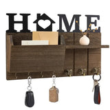 Popxstar Wooden Wall Key Holder, Decorative Key and Mail Holder with Shelf Has Large Key Hooks for Bags, Coats, Umbrella