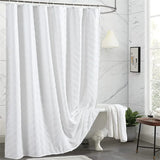 Popxstar White Shower Curtain Woven Fabric Shower Curtain Modern Farmhouse Shower Curtains for Bathroom Decor Waterproof