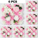 Popxstar 6PCS Artificial Flowers Roses Wall Panel 3D Flower Backdrop for Wall Party Wedding Bridal Shower Outdoor Decoration