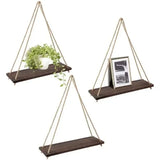 Popxstar Wooden Rope Swing Wall Hanging Plant Flower Pot Tray Mounted Floating Wall Shelves Nordic Home Decoration Mored Simple Design