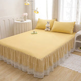 Popxstar shabby chic 1PC Princess Style Lace Bed Skirt Bedspreads Sheet White Lace Bedding Set Solid Color For Girl Bed Cover Pillowcases Need Order