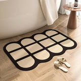 Popxstar Anti-slip Bathroom Carpet Absorbent Diatom Mud Floor Mat Shower Mats Black White Zebra Pattern Home Decoration Rug for Toilet