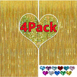 Popxstar 4/2/1Pack Gold Foil Curtain Fringe Pink For Backdrop Party Back Drop Photo Booth Wedding Graduations Birthday Christmas Event