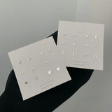 Popxstar Fashion Silver Plated Simple Hollow Mini Wing Heart Star Stud Earrings Set for Women Girls Silver Color Earrings Teen Jewelry