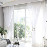 Popxstar shabby chic 2pcs Home Decor Window Screening Solid Sheer Voile Curtains Modern Window Tulle White Finished Drapery Living Room Decoration