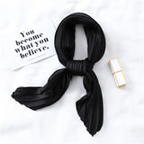 Popxstar Solid Crinkle Hair Scarf Women Silk Feeling Neck Tie Shawl Wraps Female Headbands Foulard Wrsit Echarpe Bandana Accessores