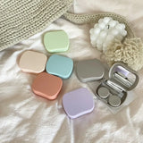 Popxstar Mini Solid Color Contact Lens Case Contact Lens Container Girls Travel Holder Storage Eye Container with Mirror