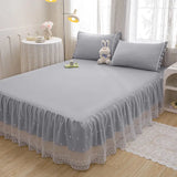 Popxstar shabby chic 1PC Princess Style Lace Bed Skirt Bedspreads Sheet White Lace Bedding Set Solid Color For Girl Bed Cover Pillowcases Need Order