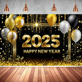 Popxstar 2025 Happy New Year Backdrops for Christmas Photography Decor Background Fireworks Celebrate Party Family Poster Photo Studio