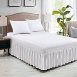 Popxstar Elastic Bed Ruffles Bed Skirt Soft Comfortable Wrap Around Fade Resistant Bed Cover Without Surface Couvre Lit Bed Protector