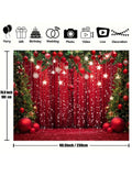 Popxstar Merry Christmas and Happy New Year Photo Background - Red Snowflakes and Christmas Ball Theme, Suitable for Family Gatherings