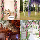 Popxstar 2Pcs Garden Silk Wisteria Vine Artificial Wisteria Flowers Hanging Garland for Outdoor Ceremony Wedding Arch Floral Decoration