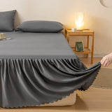 Popxstar 1pc Gray Bed Skirt Skin-friendly Bed Cover Simple Style Mattress Protector roupa de cama Soft Bedspread for Home (No Pillowcase)