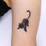 Popxstar Cute Black Cat Tattoo Stickers for Women Man Arm Art Temporary Tattoos Waterproof Fake Tattoo Cartoon Lasting Tattoo Stickers