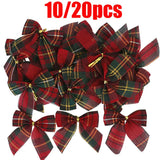 Popxstar 20/10pcs Linen Christmas Bow Decoration Christmas Tree Hanging Ornaments Bowknot For Xmas Wreath New Year 2024 Navidad Gifts Bow