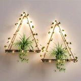 Popxstar 1/2pc Artificial Ivy Led-strip Floating Wall Shelf Boho Home Decoration Nordic Plant Flower Pot Tray Wall Hanging Shelvesgift