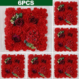 Popxstar 6PCS Artificial Flowers Rose Wall Panel 3D Flower Backdrop for Home Salon Wedding Party  Bridal Shower indoor Outdoor Decoration