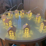 Popxstar 2M Fairy Wood House LED Light String Garland Xmas Party Christmas Decoration Navidad Kerst Noel New Year 2024 Home Lamps