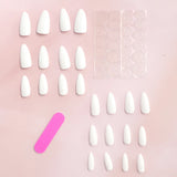 Popxstar 24pcs Press on Nails Short Almond White Press on Nails Solid Color Sweet French Tip Press on Nails Cute Nail