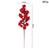 Popxstar 5Pcs Christmas Red Berry Articifial Flower Pine Cone Branch Christmas Tree Decorations Ornament Gift Packaging Home DIY Wreath