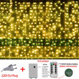 Popxstar LED Fairy String Lights Outdoor Waterproof Waterfall Street Garland Curtain Lights For Patio Christmas Wedding Party Decoration