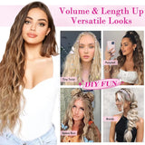 Popxstar Clip In Hair Extensions 6PCS Set Curly 20inch Long Synthetic Clip On Hairpiece Corn Wavy Style For Women Girls Daily Party