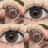 Popxstar 2PCS Korea Colored Contact Lenses Myopia Degree -0.00 to -8.00 Gray Eyes Beauty Pupil Brown Makeup Lens