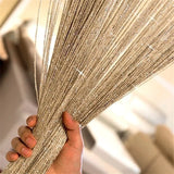 Popxstar Glitter Door String Curtain Silver Ribbon Shiny Tassel Flash Line Curtain Valance for Window Room Home Decoration