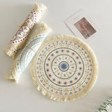 Popxstar New Bohemian Diameter 34cm/16cm Round Insulated Anti-scald Placemat Coaster Kitchen Accessories with Tassels