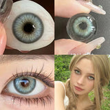 Popxstar 2Pieces Colored Contact Lenses Bueatiful Pupil Color Circle Lens Green Iris Prescription Yearly Natural Coloured Contacts