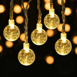 Popxstar 1.5-10m LED Crystal Ball Garland String Lights Indoor Decor Holiday Christmas Lamp 10/20/40/80 LED Fairy Lights Battery Operated