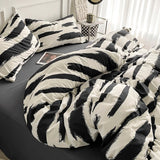 Popxstar Zebra-stripe Bedding Set Boys Girls Twin Queen Size Duvet Cover Flat Sheet Pillowcase Bed Linens Kids Adult Fashion Home Textile