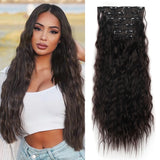 Popxstar Clip In Hair Extensions 6PCS Set Curly 20inch Long Synthetic Clip On Hairpiece Corn Wavy Style For Women Girls Daily Party