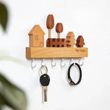 Popxstar Creative Wooden Wall Mounted Key Storage Rack with 6 Hooks Wall Key Organizer,Home Decor for Entryway Hallway