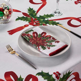 Popxstar holiday tablescape Christmas Ribbon Tablecloth Merry Xmas Table Cloth Harvest Holiday Fall Wedding Party Table Dinning Tablecover Home Decoration