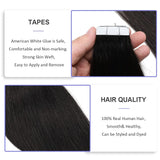 Popxstar 26 Inches Tape In Hair Extensions 100% Human Hair Adhesive Replaceable Seamless Skin Weft Tape 20/40pcs Straight Hair For Women