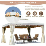 Popxstar 10' X 12' Outdoor Canopy Gazebo, Double Roof Patios Gazebos Steel Frame with Netting and Shade Curtains, Outdoor Patio Gazebo