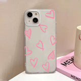 Popxstar Love Heart Phone Case For iPhone 13 Case for iPhone 11 15 16 12 14 Pro Max Mini Shockproof Translucent Clear Cover Soft Funda