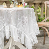 Lace Table Cloth Retro Mesh Tablecloth White Rectangle Table Cover Wedding Party Decor Picnic Cloth Background Cloth