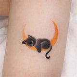 Popxstar Cute Black Cat Tattoo Stickers for Women Man Arm Art Temporary Tattoos Waterproof Fake Tattoo Cartoon Lasting Tattoo Stickers