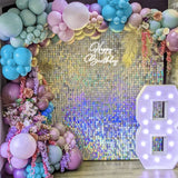 Popxstar 35Pcs Shimmer Wall Backdrop Square Sequin Panels Decor for Valentine's Decorations Birthday Wedding Bachelorette Party 5X7 feet