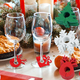 Popxstar 20pcs Christmas Wine Cup Glass Ring Xmas Elk Wine Cup Cards For Christmas Home Decorations Navidad Gifts New Year Party Supplies