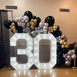 Popxstar 73cm Giant Figure Number 0-9 Balloon Filling Box with Lights Anniversary Birthday Party Balloon Frame Wedding Baby Shower Decor