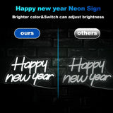 Popxstar Happy New Year Neon Sign New Years Eve Party LED Neon Light for Wall Decor Home, Bedroom Room  Christmas Happy New Year Party