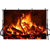 Popxstar Fireplace Fire Flame Background Winter Brick Wall firewood  Christmas  Backdrop Decoration Customize Photography Studio Props